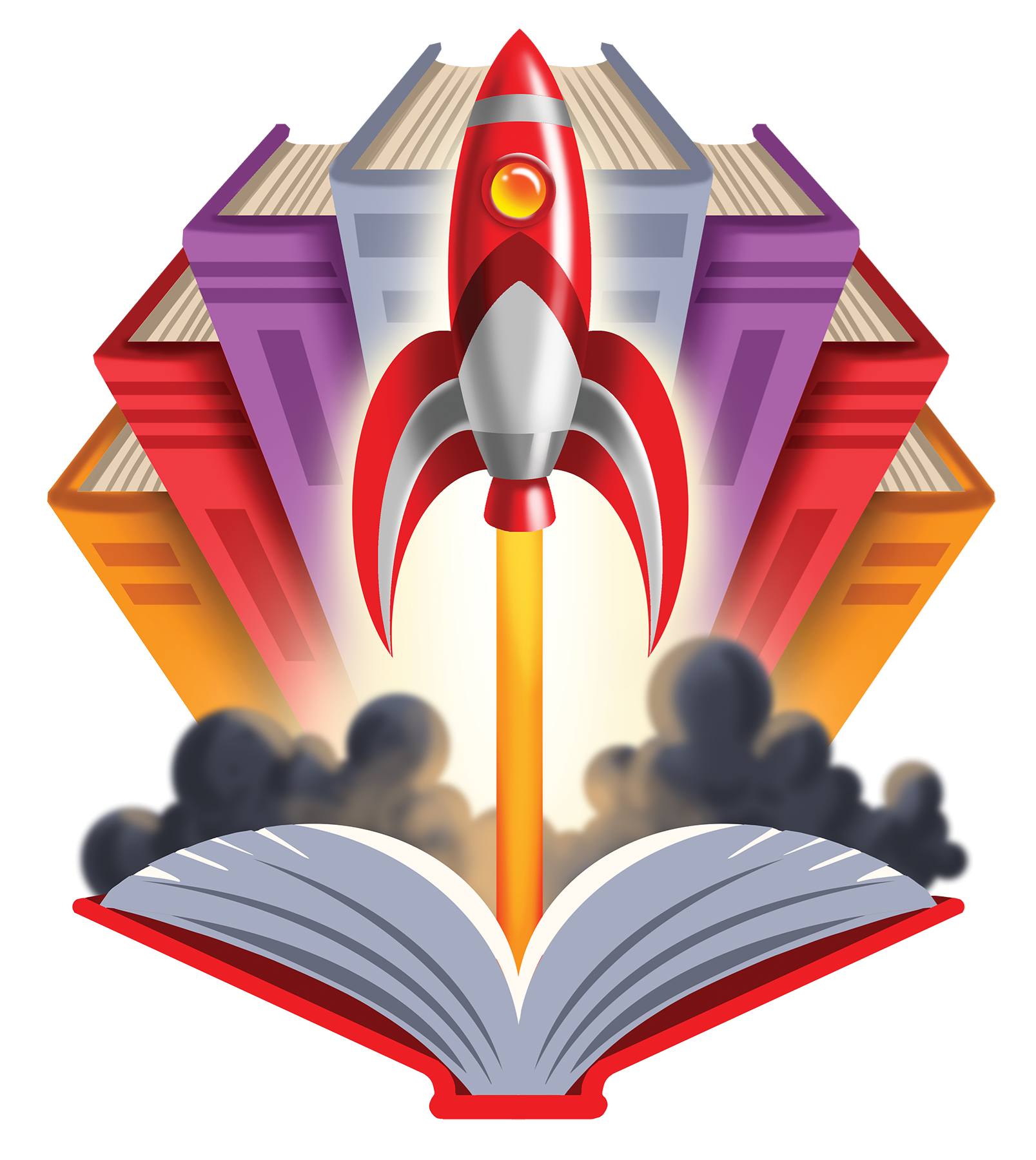Rocket launching from an open book