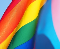 LGBTQIA flag and Transgender pride flag