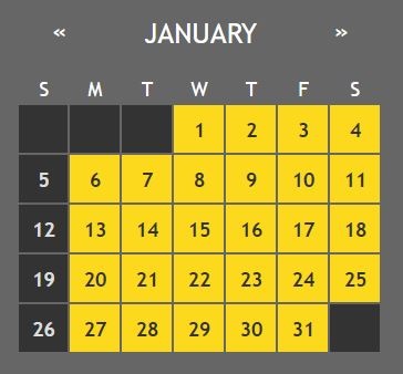 a calendar of the month of January