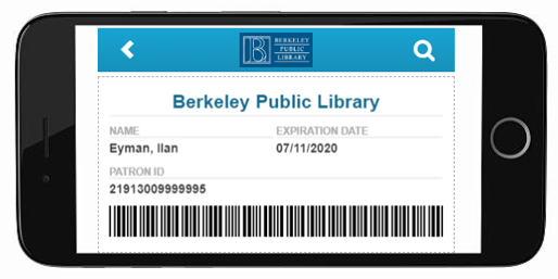 Picture of mobile phone with digital library card displayed