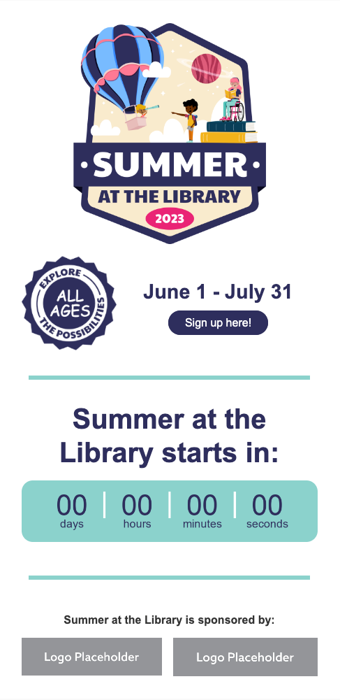 Summer at the Library Countdown Timer E-Blast, Explore Summer at the Library Countdown Timer E-Blast, Explore