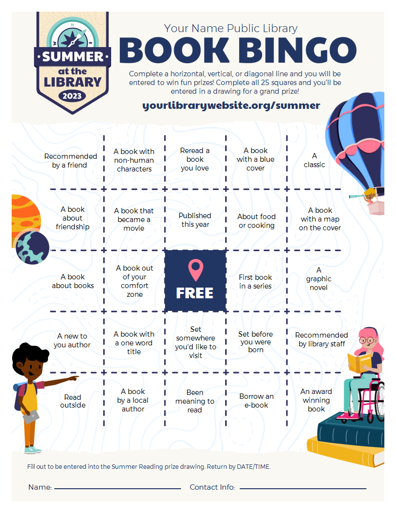 Summer at the Library Bingo Card All Ages, Explore