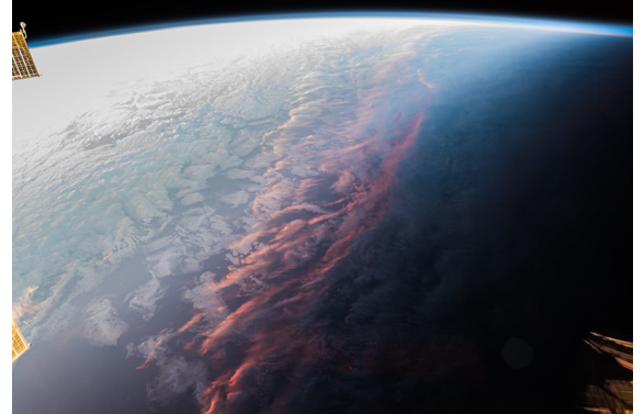 photo of a sunset on Earth taken from space