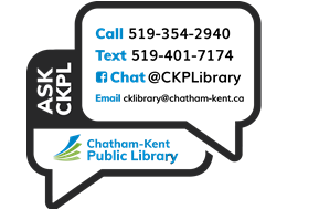 Overlapping speech bubbles that list Ask CKPL contact information