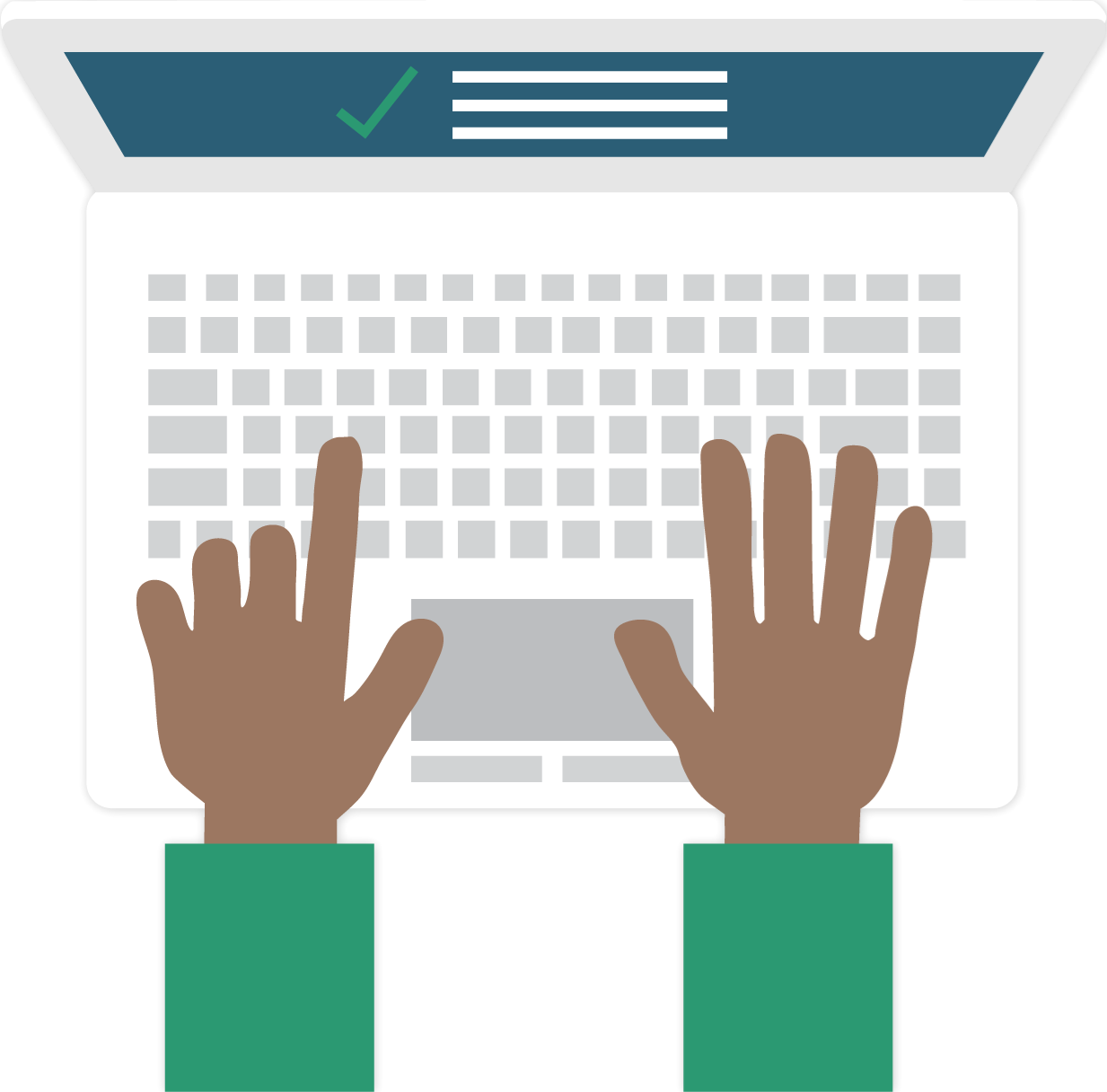 Drawing of hands typing on a computer