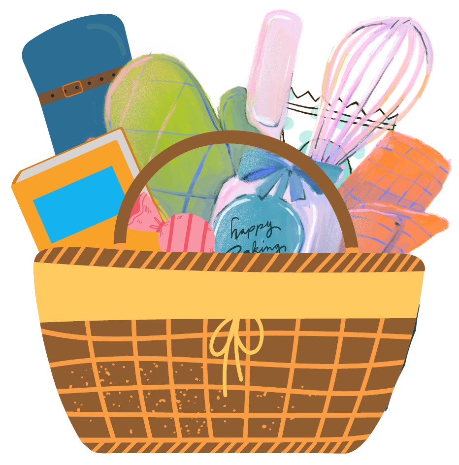 Basket with cookware