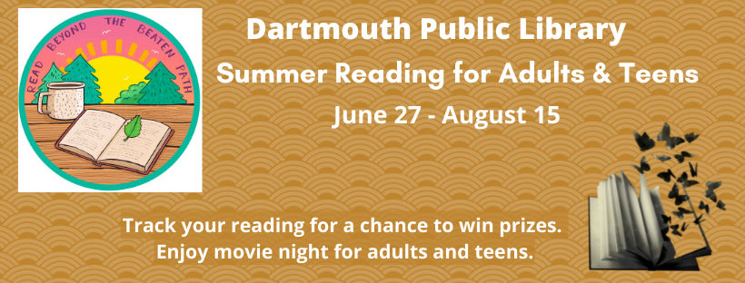 Illustrated fox with a purple book that says Summer Challenge