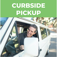 photo of man in white van pulling up for curbside pickup 