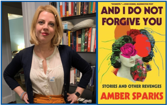 photo of Amber Sparks and one of her books