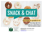 Snack and Chat. Image of doughnuts.