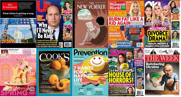 Picture of covers of various magazines.