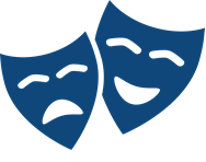 clipart image of blue frowning and smiling drama faces