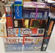 Picture of stacked board games
