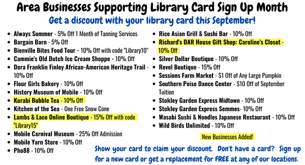 Library Card Month Discounts