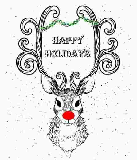 happy holidays reindeer with happy holidays in between antlers
