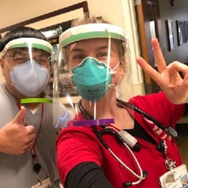 healthcare workers wearing face shields