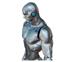 an android strongly resembling the silver surfer for some reason