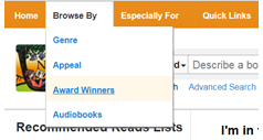 NoveList's Browse by...Awards feature