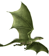 a green winged dragon in flight
