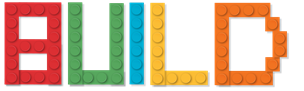 Image of the word "Build" in a blocky LEGO-inspired text