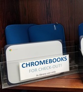 Photograph of the Chromebooks available to check out at West Slope Library