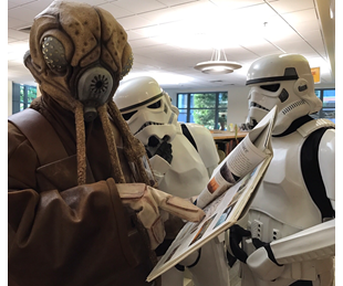 Storm troopers reading in a library. Photo credit - Kristen Thorp