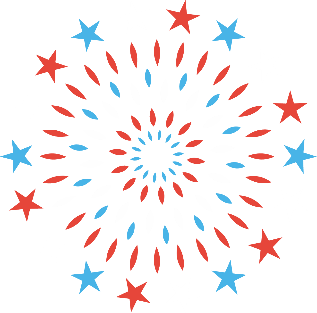 Icons - Firework with Stars - Red White Blue