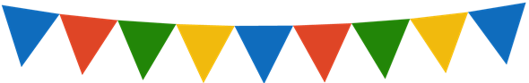 Multicolored triangle bunting graphic.