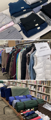 Warm clothing, sleeping bags, and more at the library's free store.