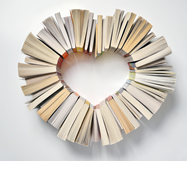 Books shaped into a heart.