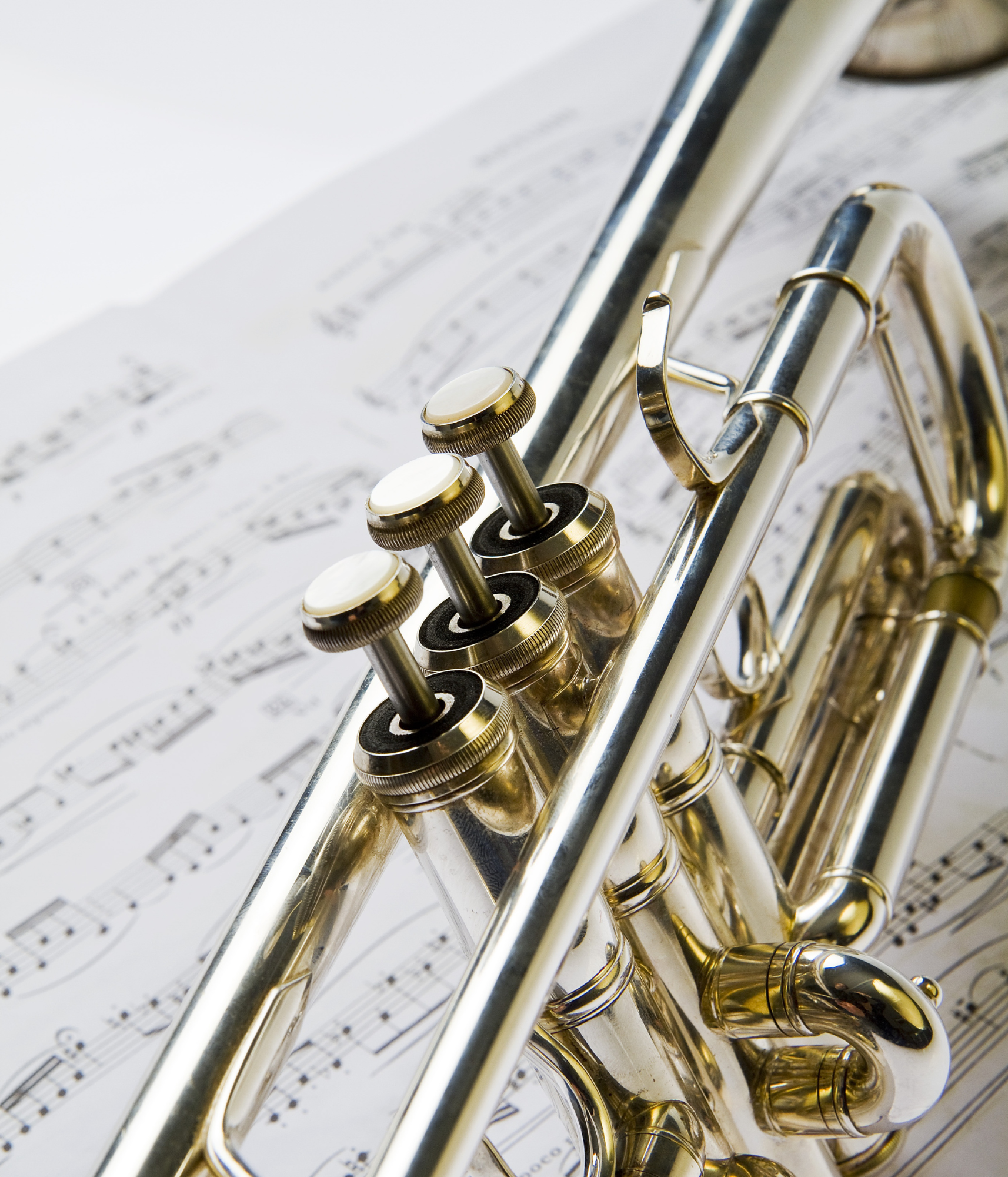 trumpet with sheet music
