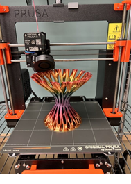 3D Printed Vase being printed in the makerLAB