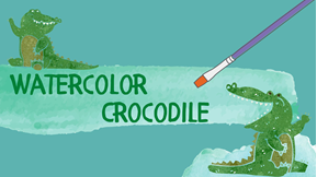 Water crocodile paint brush and crocodiles in water
