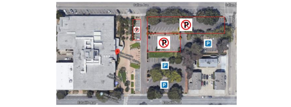 Library parking lot restrictions during Farmer's Market Wednesdays