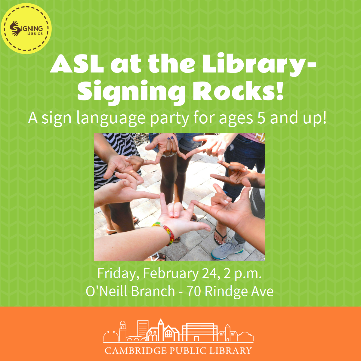 Vacation Week Program: ASL at the Library - Signing Rocks! (O'Neill)