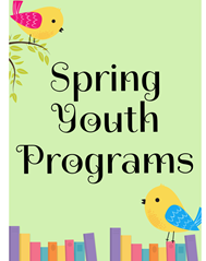 Two birds on a green background with text "Spring Youth Programs"