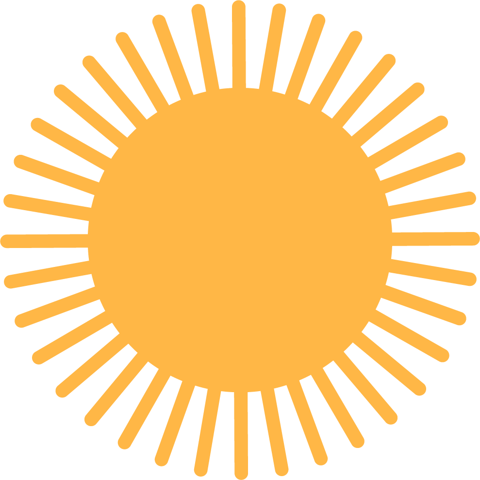 Cartoon image of a sun. 