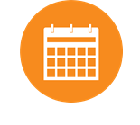 Blank white calendar inside an orange circle