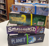Picture of stacked board games