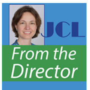 Image of library director with words "JCL From the Director"