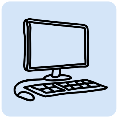 Icon line drawing of a stack of a computer.