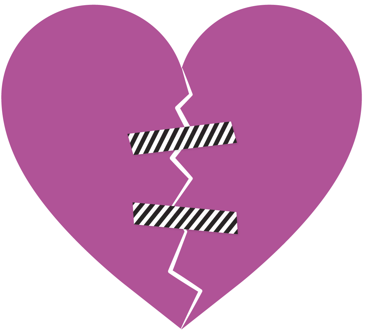 Graphic of a broken heart with bandages across it.