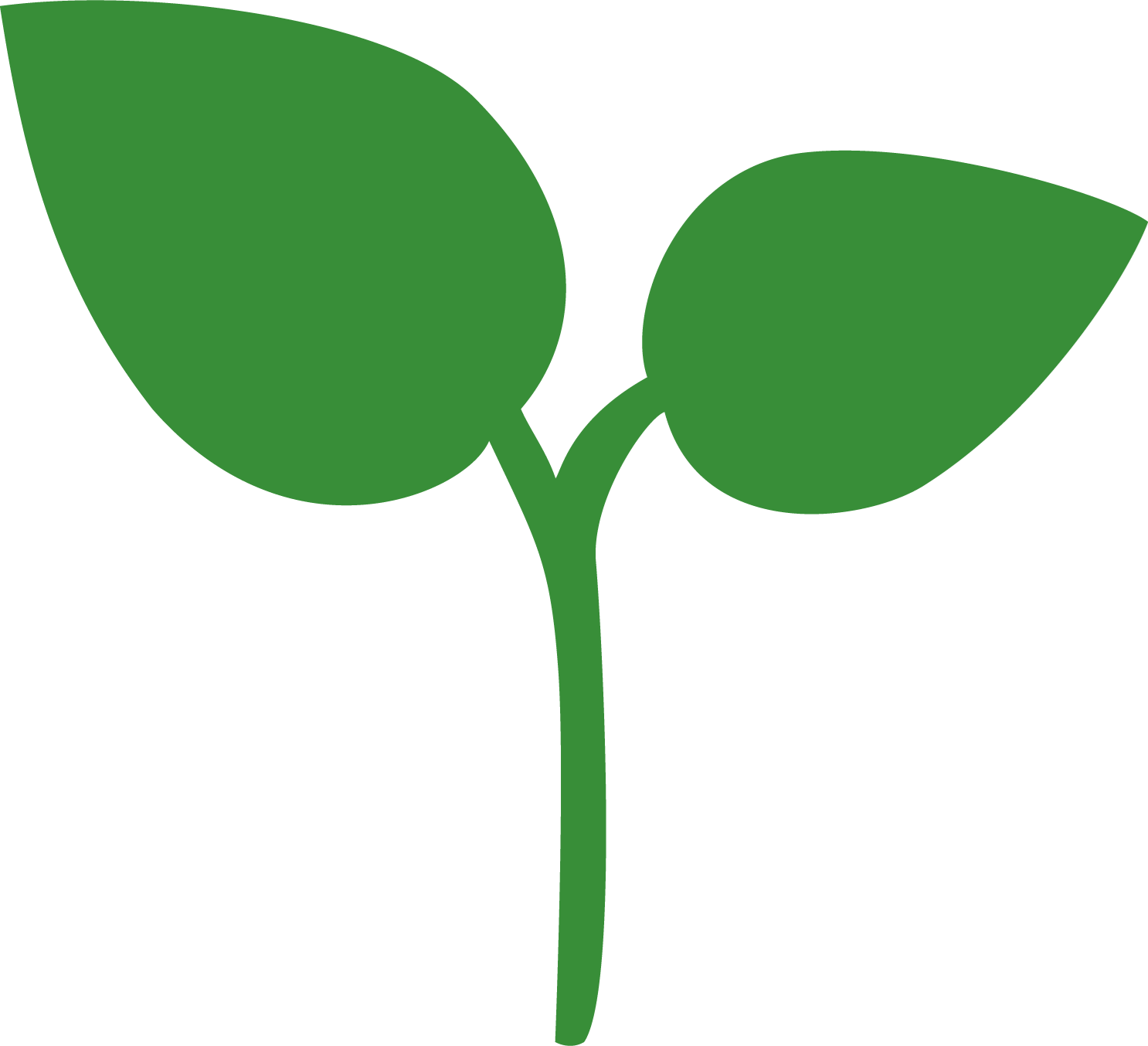 Graphic icon of a plant sprouting with two leaves.