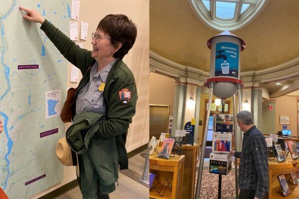 NPS Employee Looking at map of St. Croix River