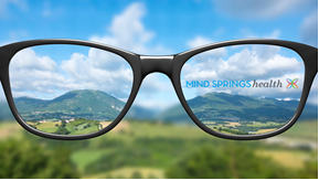 Mountain range made clear by a pair of glasses. 