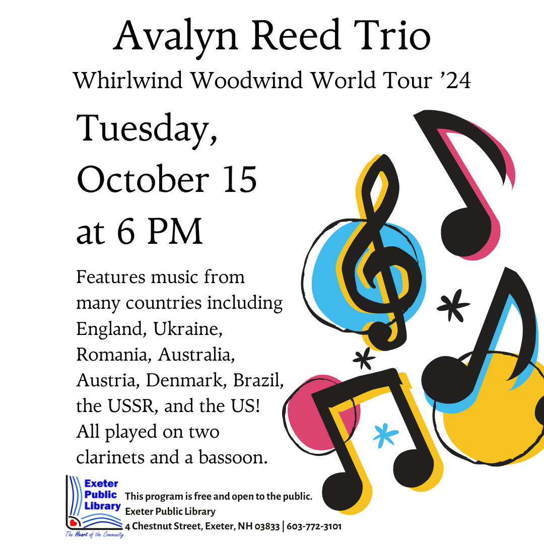 Avalyn Reed Trio will perform Tuesday, October 15 at 6 PM. Avalyn Reed Trio will perform Tuesday, October 15 at 6 PM.