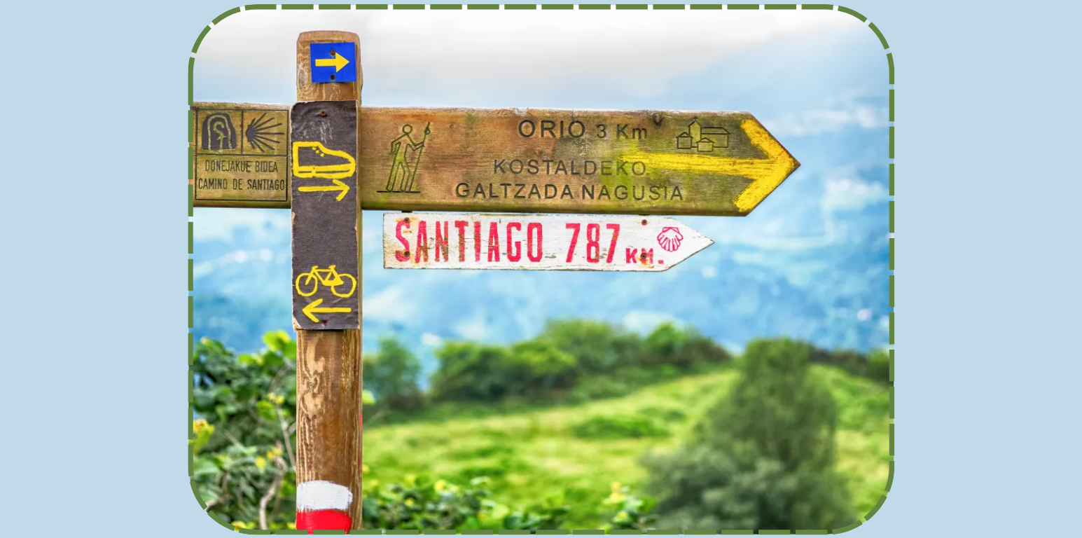 A sign along the Camino de Santiago A sign along the Camino de Santiago