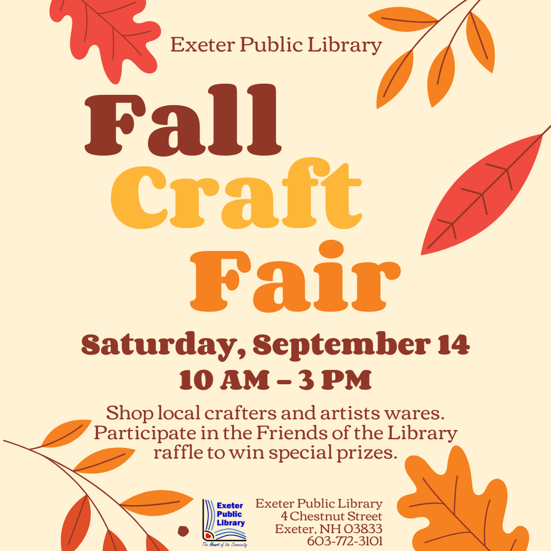 Fall Craft Fair Saturday, September 14 10 AM - 3 PM. Fall Craft Fair Saturday, September 14 10 AM - 3 PM.