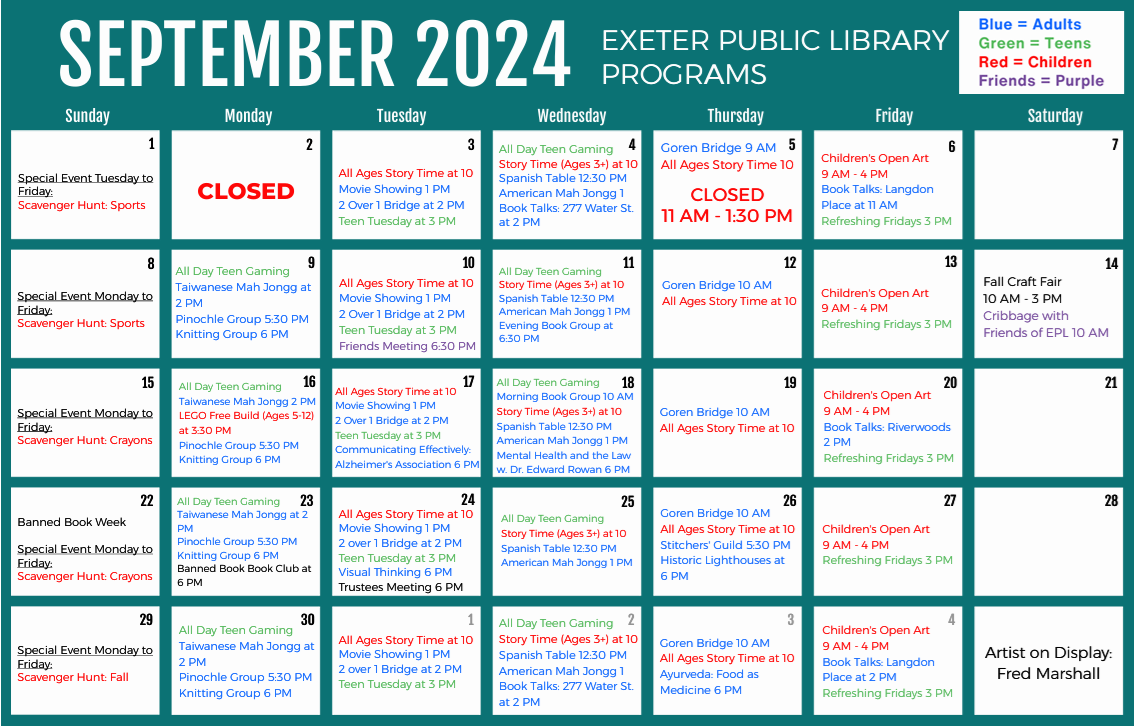 September 2024 Program Calendar