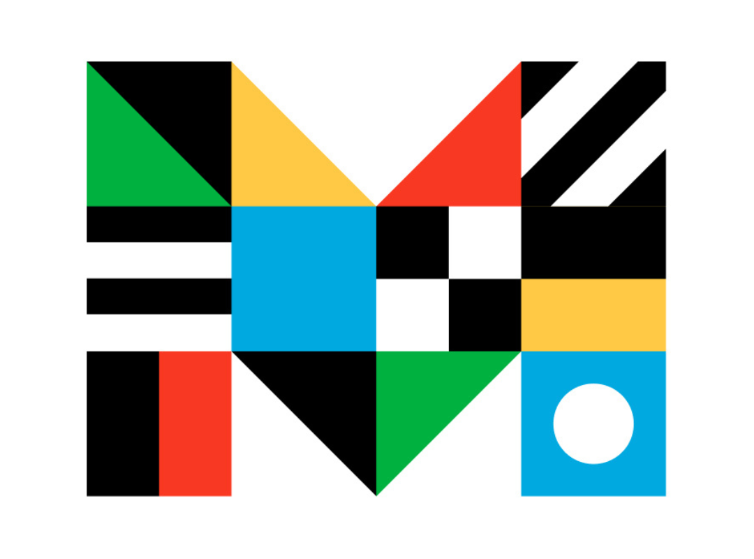Mango Languages Logo - a letter M consisting of colorful designs reminiscent of nautical flags